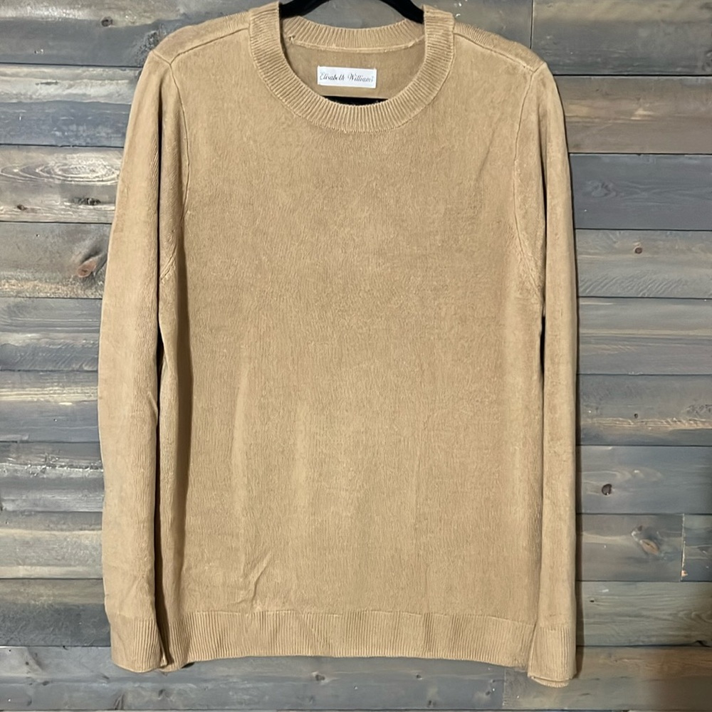 New Elizabeth Williams Crewneck Sweater Size Large in Tan